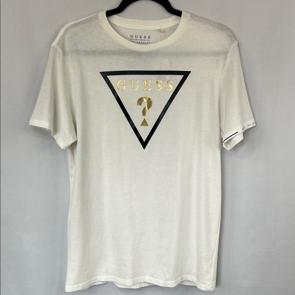 GUESS Los Angeles 100% Cotton Cream & Gold Tee - Size Medium